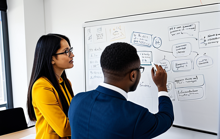 Diverse Team Brainstorming**

"A diverse team of professionals brainstorming ideas around a whiteboard in a modern office. Fully clothed, appropriate attire, safe for work, professional environment, perfect anatomy, natural proportions, well-formed hands, proper finger count. The whiteboard is covered with sketches and notes. Focus on collaboration and innovation. Family-friendly, high quality, professional photography."

**