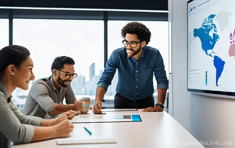 제품디자인 관련 해외 취업 가능성 - **Prompt:** A diverse group of professional product designers from various ethnic backgrounds, dress...