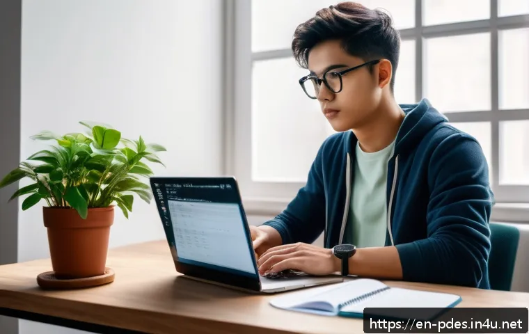 제품디자인 자격증 대비 단기 집중 공부법 - A focused modern study desk setup featuring a young adult wearing casual clothes and glasses, intens...